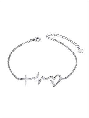 Sterling Silver Faith Hope Love Cross Bracelet 7"